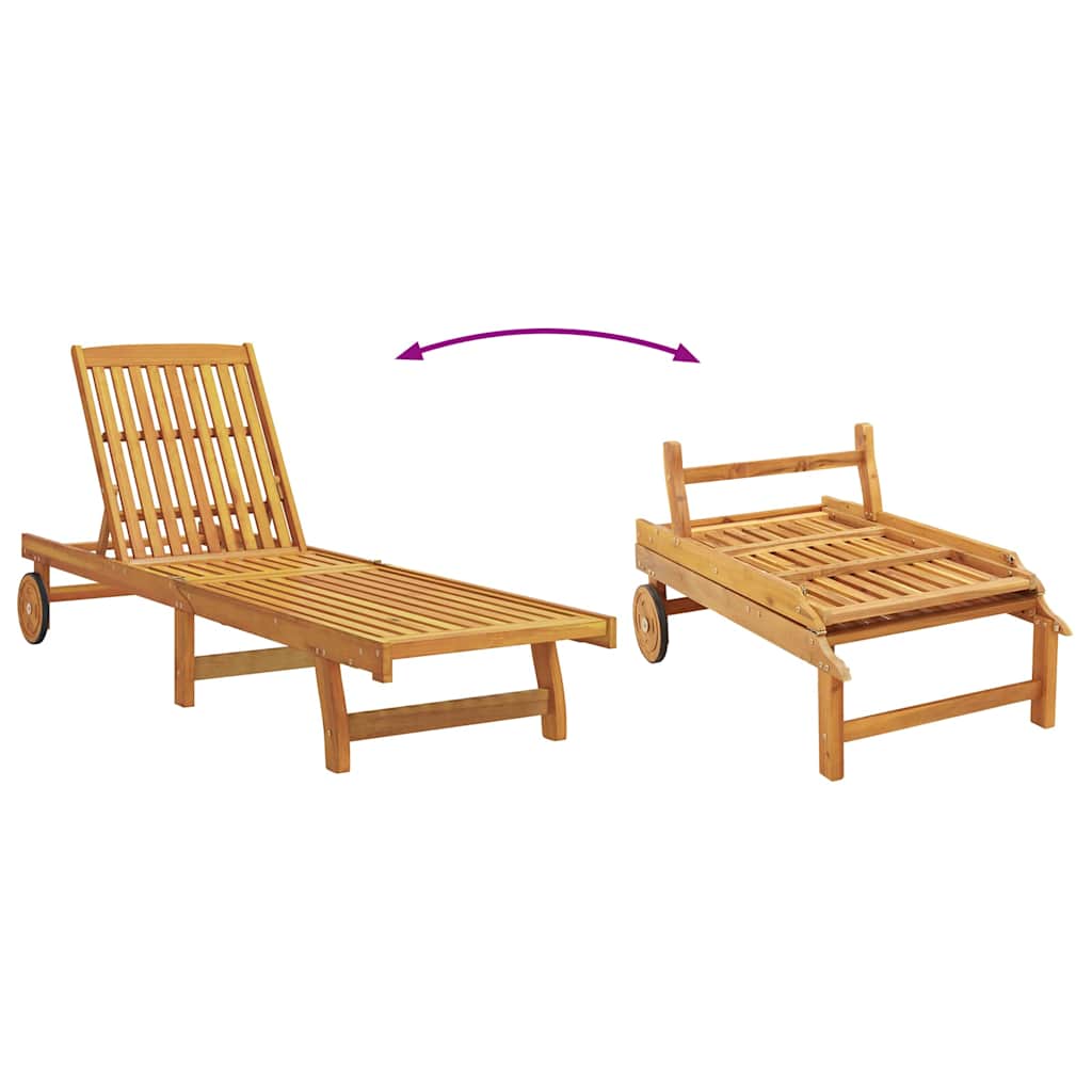Sun Lounger with Table Solid Wood Acacia